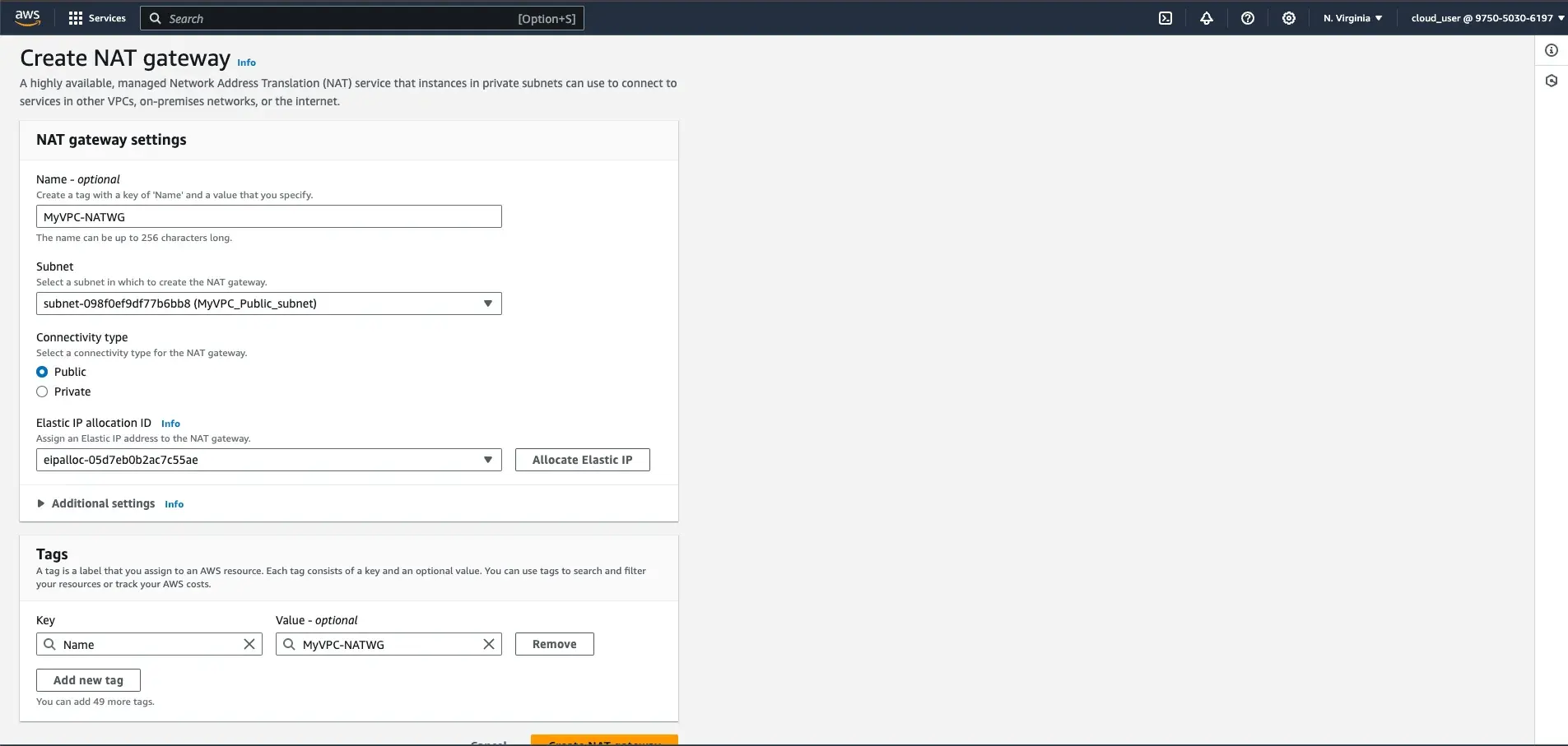 Create NAT Gateway