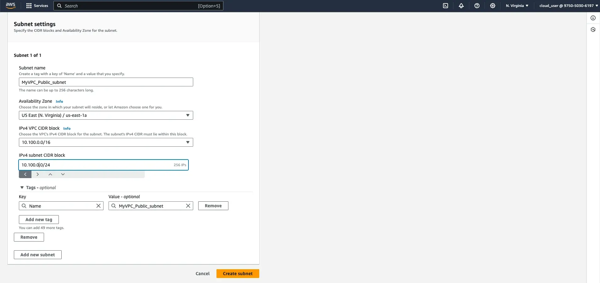 Create public subnet