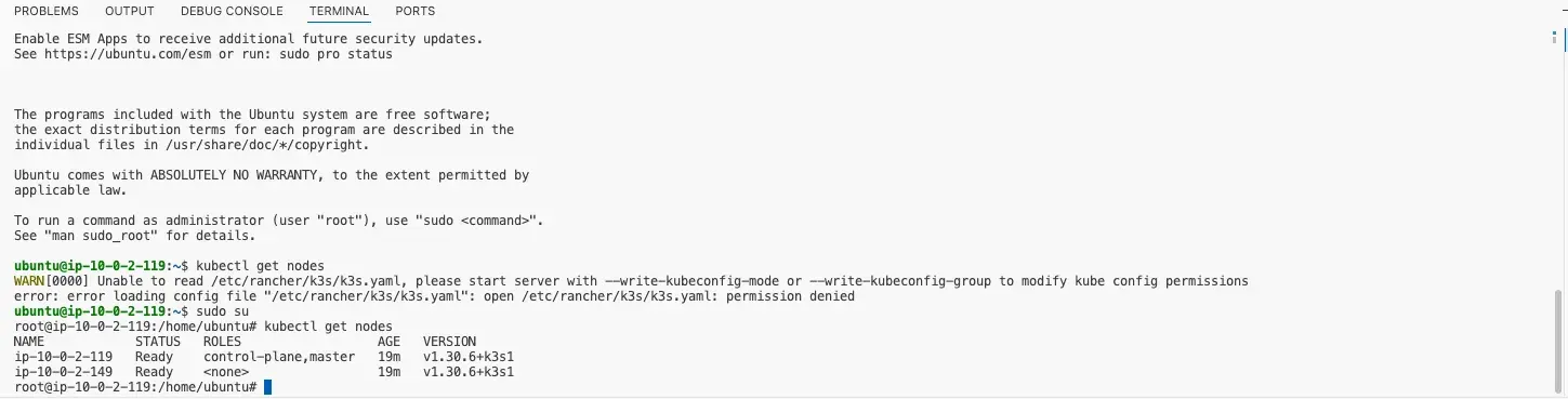 Created nodes in k3s cluster