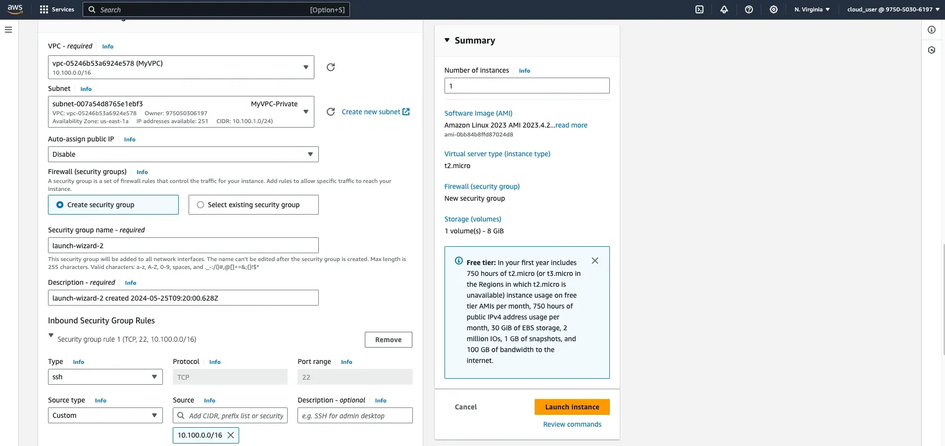 Create private EC2