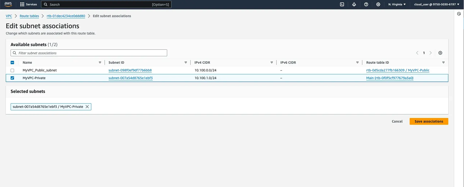 Create private subnet